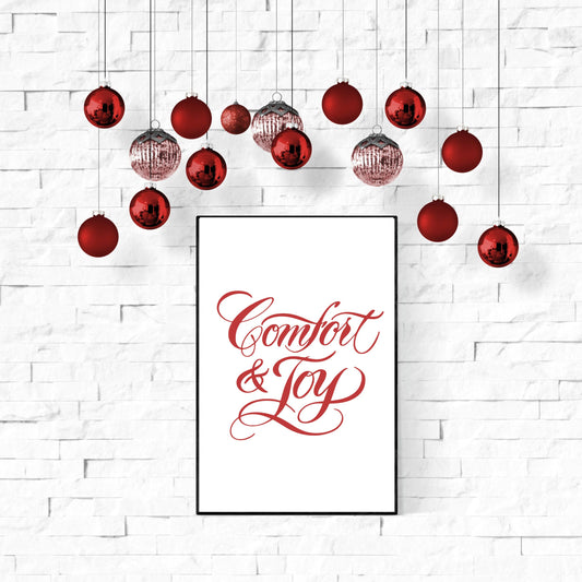Comfort and Joy -  Printable Christmas Wall Art - Red