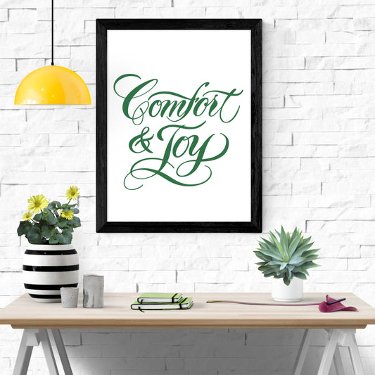Comfort and Joy -  Printable Christmas Wall Art - Green