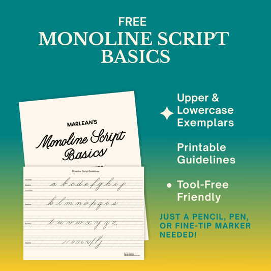 Monoline Script Basics – Beginner Calligraphy Worksheets